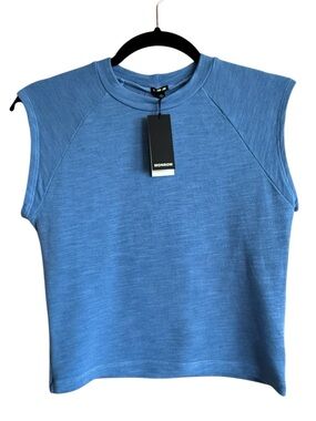 Monrow Cropped Muscle Top | Size M - Runs Small | NWT | Blue | Soft & Stretchy